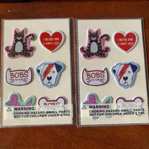 STICKERS - 2pc lot NEW 2018 BOBS SKECHERS retired dog & cat vinyl puffy stickers